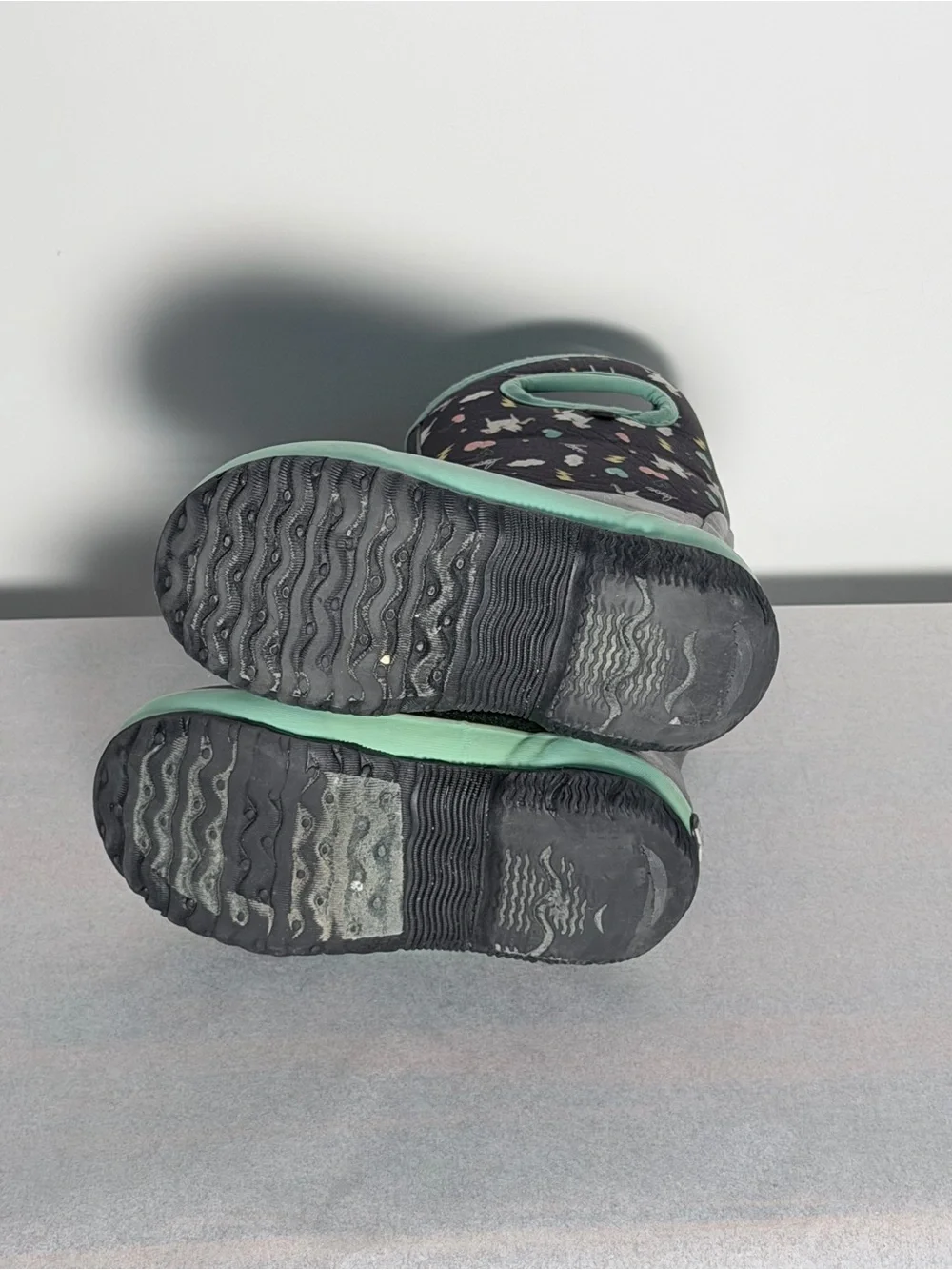 Bogs Kids Black & Mint Patterned Waterproof Rain Boots
